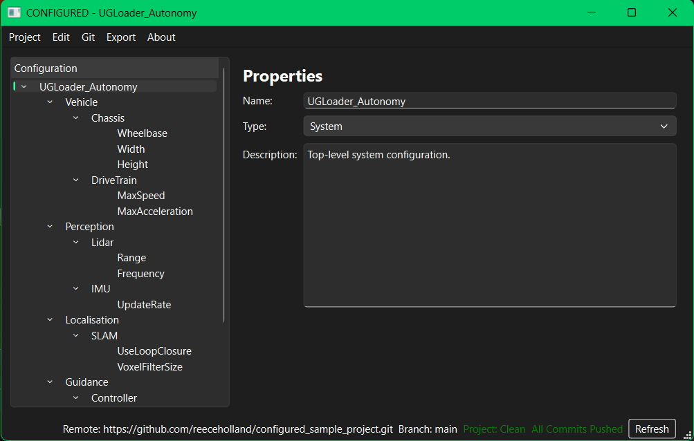CONFIGURED project editor